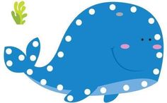 a blue whale with white polka dots on it