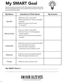 the smart goal worksheet for students to learn how to think about their surroundings