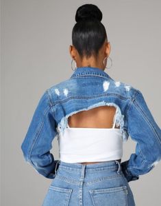 Distressed Cropped Denim Jacket, Alisha Berry, Jeans Crafts, Blue Jean Vest, Demin Jacket, Blue Jeans Crafts, Diy Fashion Accessories, Jean Crafts, Denim Diy