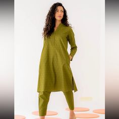 2 Piece, Shirt And Salwar. Size Medium. Brand New With Tags. Pants Have Zipper On Poncha For Slim Fit And Has Pockets. From Pakistani Brand Ego Check It Out On My Website! Https://Pakistanibrands.Myshopify.Com For A Clickable Link To My Website, Check My Bio! Questions? Comment Below! #Indian #Pakistani #Suit #Salwaar #Khameez Traditional Green Sets For Work, Traditional Green Kurta For Work, Casual Long-sleeved Lawn Suit For Work, Casual Long Sleeve Lawn Suit For Work, Green Cotton Workwear Set, Fitted Cotton Lawn Suit For Work, Fitted Casual Kurta For Workwear, Spring Long Sleeve Lawn Suit For Workwear, Cotton Pant Set For Workwear