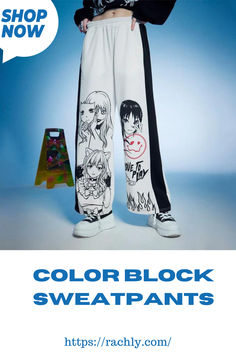 Channel your inner otaku with our Anime Figure Graphic Color Block Sweatpants! 🎨👾 These vibrant sweatpants feature eye-catching anime figure graphics and color block accents, perfect for expressing your love for anime in style. Elevate your loungewear game with a touch of anime flair! #AnimeSweatpants #GraphicDesign #ColorBlock #Loungewear #AnimeFan #ComfortableFashion #TrendyStyle #EverydayEssentials #ChicAndComfy #Rachly White Hip Hop Sweatpants With Letter Print, White Wide Leg Pants With Graphic Print, White Sporty Sweatpants With Graphic Print, Sporty White Sweatpants With Graphic Print, White Wide Leg Bottoms With Graphic Print, Hip Hop Style Wide Leg White Sweatpants, Hip Hop Wide Leg White Sweatpants, Hip Hop White Wide Leg Sweatpants, Hip Hop Style White Wide Leg Sweatpants