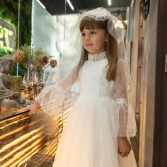 White First Communion Dress and Veil, Catholic Holy Communion Dress, 1st Holy Communion Dress, Lace Flower Girl Dress - Etsy Communion Dresses Lace, First Holy Communion Dresses, Lace Flower Girl Dress, Holy Communion Dresses, Flower Girl Wedding, First Communion Dress, Wedding Flower Girl Dresses, Baptism Dress, Flower Girl Dress Lace