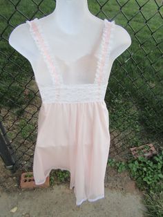 bust 32 33" long no snags great condition size m batting on bust area Fitted Sheer Nightgown For Sleep, Pink Sheer Lace Sleepwear, Pink Lace Summer Nightgown, Pink Lace Nightgown For Summer, Sheer Sleeveless Coquette Nightgown, Sheer Fitted Nightgown For Bedtime, Feminine Sheer Pink Sleepwear, Feminine Pink Sheer Sleepwear, Pink Sheer Sleepwear For Wedding Night