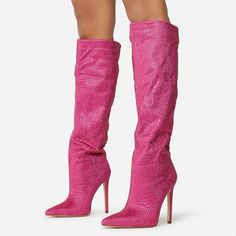 Get 10$ off for your 1st order at www.fsjshoes.com💃✨ Step into elegance and embrace your style with our stunning Elegant Knee Boots! 👢🌟 These boots are designed to elevate your fashion game with their timeless appeal. The knee-high length exudes sophistication, while the sleek silhouette adds a touch of modernity. Pink Sparkly Boots, Clear Heel Boots, Sparkly Boots, Rhinestone Boots, Pink Stilettos, Kitten Heel Boots, Luxury Boots, Metallic Boots, Shoes Elegant