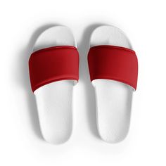 Women's Red Slides - Etsy Non-slip Slide Slippers For Swimming, Synthetic Slide Flip Flops With Textured Footbed, Solid Color Slide Flip Flops For Beach, Solid Color Slide Flip Flops For The Beach, Sporty Open Toe Flip Flops For Vacation, Casual Pool And Beach Season Slides, White Slide Flip Flops For Swimming, Sporty Slide Flip Flops For Summer, Comfortable Red Open Toe Slippers