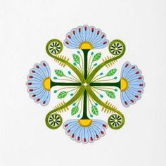 an image of a cross made out of flowers on a white background with blue and green colors