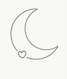 a crescent with a heart on it and the moon in the middle is outlined against a white background