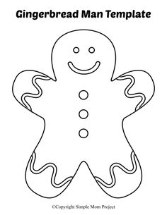 the gingerbread man template is shown in black and white