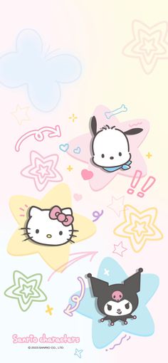 the hello kitty wallpaper is in pastel colors