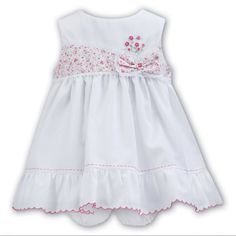 Girls Dress And Bloomers- Complimenting Sister Styles Available. White Cotton Dress For Playtime, White Cotton Dresses For Playtime, White Cotton Dress-up Dresses, White Sleeveless Dress For Playtime, Girls Cotton Dress, Girls Cotton Dresses, Sarah Louise, Garden Party Dress, Baby Sewing