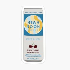 a can of high noon vodka and soda sticker on a white background with the words high