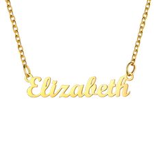 U7 Jewelry Personalized Name Necklace Name Plate Necklace for Women Chain With Name Pendant, Elizabeth Name, Personalized Stocking Stuffers, Name Plate Necklace, Classic Names, Necklace Name, Personalized Stockings, Jewelry Personalized, Plate Necklace