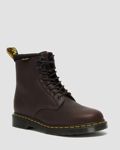 Shop 1460 Pascal Warmwair Leather Lace Up Boots in Dark Brown at Dr. Martens. Free delivery on orders over $50 Dm Boots, Brown Dr Martens, Brown Leather Ankle Boots, Dr Martens Boots, Fur Lined Boots, Leather Lace Up Boots, Martin Boots, Goodyear Welt, Leather Lace