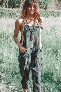 Striped suspender wide-leg jumpsuit – IFAUN