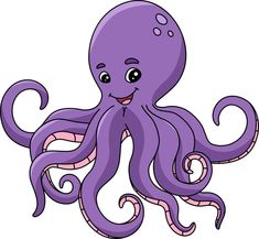 an octopus is smiling and purple