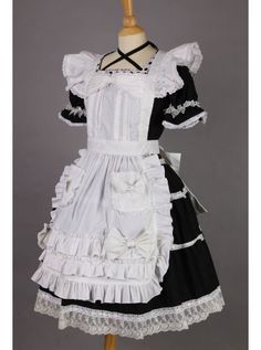 Short Sleeves Lace Trim Cotton Cosplay Maid Costume White Ruffled Costume For Costume Party, White Victorian Dress For Halloween Costume Party, Cosplay Maid, Skirt Apron, Rococo Dress, Body Skirt, Lolita Outfits, Women's Uniforms, Maid Outfit