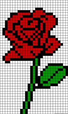 Rose perler bead pattern Pixel Art Fleur, Image Pixel Art, Perler Beads Ideas, Pola Amigurumi