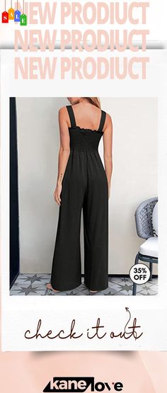 Smocked Wide Leg Jumpsuit Rompers with Pockets Casual Sleeveless Jumpsuits And Rompers With Smocked Bodice, Solid Smocked Bodice Jumpsuits And Rompers For Spring, Smocked Bodice Jumpsuits And Rompers For Spring, Solid Smocked Bodice Jumpsuits For Spring, Sleeveless Solid Jumpsuits And Rompers With Smocked Bodice, Casual Sleeveless Jumpsuits And Rompers With Elastic Back, Casual Summer Jumpsuits And Rompers With Elastic Back, Solid Ruched Jumpsuits And Rompers For Summer, Summer Solid Ruched Jumpsuits And Rompers