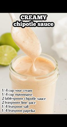 creamy chipotle sauce recipe in a mason jar