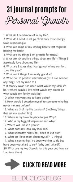 31 journal prompts for personal growth and self discovery. Journaling prompts for self care. #personalgrowth #personaldevelopment #journalprompts #journaling #journalideas #journalinspiration #writingprompts #selfcare #selfcareideas Journal Starters, 31 Journal Prompts, Journal Prompts For Personal Growth, Meditation Journaling, Growth Journal, Daily Journaling, Self Growth, Journaling Prompts, Vie Motivation