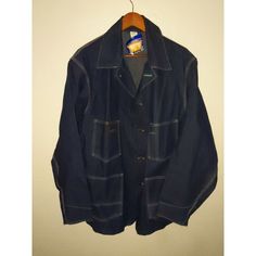 New Old Stock With Tags. Smoke-Free And Pet-Free Environment. Size: Men's 44r See Measurement Below Measurements: Laid Flat, Back, Approximate Shoulder Seam To Seam: 20.5 Pit To Pit: 26.5" Length From Collar Seam Down Back: 31.5" Sleeve From Shoulder Seam: 26" Vintage Indigo Pre-washed Outerwear, Utility Jacket, New Vintage, Mens Jackets, Jackets & Coats, Man Shop, Blue, Color