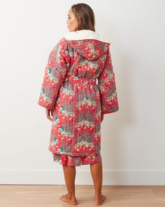 Get wrapped up in our most plush robe. Description Vegan sherpa is incredibly cozy and perfect for layering during chillier months. Features deep pockets for storing essentials. Crafted with an organic flannel shell and a polyester filling/lining and hood. Lovingly designed in Philadelphia then hand screen-printed by artisans in India. Tender, love & care: Machine wash on a cold, gentle cycle. Tumble dry on low heat. Press lightly if preferred. Fit & Sizing Slightly oversized and plush. Matching Tender Love, Plush Robe, Flannel Quilts, Holiday Pajamas, Hand Screen Printed, Holly Jolly, Heat Press, Festival Season, Philadelphia