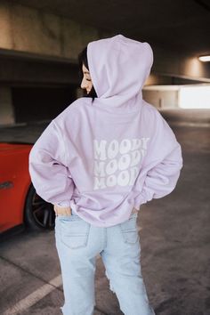 Unisex fit lilac hoodie with a white MOODY design on the back and a white smiley on the front. Please choose correct unisex size.  Apparel Care instructions: Turn apparel inside out to wash, machine wash cold, avoid fabric softeners, do not bleach, do not iron, dry on low heat.   Instagram @mati.made  Facebook MatiMade Hoodie Poses Instagram At Home, Trendy Soft-washed Hoodie With Relaxed Fit, Trendy Relaxed Fit Soft-washed Hoodie, Trendy Soft-washed Relaxed Fit Hoodie, Oversized Purple Hoodie For Streetwear, Trendy Soft-washed Hoodie For Spring, Trendy Soft-washed Cotton Hoodie, Trendy Purple Hooded Sweatshirt, Trendy Hooded Purple Sweatshirt