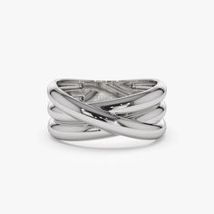 14k Solid Gold Multi-strand Crossover Ring – FERKOS FJ Luxury Jewelry With Modern Twist Open Band, Luxury Wide Band Ring With Modern Twist, Crossover Ring, Local Jewelry, White Gold Band, Wrap Rings, Jewelry Inspo, Wide Bands, Gold Band