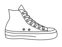 a black and white drawing of a shoe with the word chuck on it's side