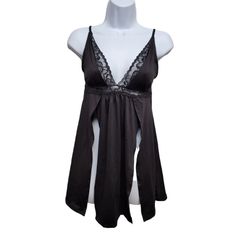 New With Tags- Box Size Medium /Large Black Babydoll With Matching G-String Mapale Black Sleep Top With Built-in Bra, Black Sheer V-neck Sleepwear, Black Tops With Built-in Bra Coquette Style, Black Coquette Top With Built-in Bra, Black Sheer Tops For Night, Black Lace Trim Sleep Top, Black Cami Sleepwear With Lace Trim, Black Lace Trim Cami Sleepwear, Black Sleepwear Camisole With Built-in Bra