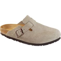 If the classic Birkenstock cork footbed isn't your favorite thing to walk on, then the Women's Boston Soft Footbed Suede Clog will definitely suite your style. Made with a simple and sleek suede buckled upper, the Boston pairs with any classy outfit you want to wear to dinner or work. The foamy soft footbed contours to your foot as you wear it and is lined with suede for extra comfort and coziness. Socks And Jeans, Birkenstock Boston Suede, Birkenstock Boston Soft Footbed, Boston Soft Footbed, Suede Clogs, Calf Muscles, Birkenstock Sandals, Birkenstock Boston, Birkenstock Boston Clog