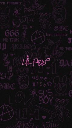 purple graffiti wallpaper with the word love written on it in different languages and symbols