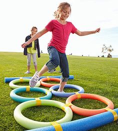 Fun outdoor Ideas using Pool Noodles- great for summer parties! Pool Noodle Games, Kids Obstacle Course, Outside Games, Pool Noodle, Pool Noodles, Children Playing, Backyard Games, Obstacle Course, Backyard For Kids