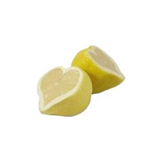 two lemons cut in half on a white background