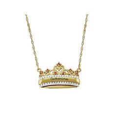 The Keepsake Maia crown pendant is a beautiful gift with 7 round gemstones in the color your choice, and an area of personalization along the front center. Choose one of 12 colors for the gemstones. Available with genuine or simulated gemstones, in Valadium, SilverPlus, 10k or 14k yellow or white gold metals. Comes with an 18" rope chain. Size: one size.  Gender: female.  Age Group: adult. Gold Necklace With Accent Stones As Gift, Gold Necklace With Accent Stones For Gift, Gold Necklaces With Accent Stones For Gift, White Crown Design Jewelry As Gift, White Crown Design Jewelry Gift, Regal Crown Design Jewelry For Gift, Regal Crown Design Jewelry Gift, Elegant Crown Design Jewelry For Birthdays, Elegant Crown Design Jewelry For Birthday