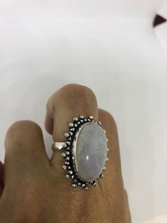 Large Vintage ring set with huge Rainbow Moonstone. Low content silver not sterling 7 can be resized at my jeweler for a $10 feet All rings are shipped in a nice gift box. Check out our over a THOUSAND great reviews Engraving is $4 per letter and is not always perfect depending on the piece. It can take a few days if the jeweler is busy. This is payable to Paypal Judithsltd@gmail.com Silver Moonstone Ring With Stone Setting As Gift, Unique Silver Oval Cabochon Moonstone Ring, Unique Silver Moonstone Ring Oval Cabochon, Unique Silver Moonstone Ring With Oval Cabochon, Silver Oval Moonstone Ring Gift, White Oval Cabochon Crystal Ring Gift, Silver Opal Ring With Stones, Silver Oval Cabochon Rings For Gifts, Oval Opal Ring Gift