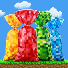 PRICES MAY VARY. Package Includes: you will receive 120 pieces pixel party plastic bags with 120 pieces tie wires, enough quantity to meet your daily uses and party uses, you can put some candies or souvenirs in the treat bags for your friends, family and guests Vibrant Colors: these pixel party favor bags have 4 colors, red, blue, yellow, green color, party bags are printed with classic pixel element, will easily draw the attention of boys and girls, creating a nice party atmosphere Pixel Bags Lego Goodie Bags Favors, Pixel Candy, Bags Game, Game Party, Goody Bags, Theme Birthday Party, Kids Gift Guide, Game Themes, Pixel Pattern