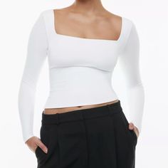 A Cult Classic For A Reason. This Is A Squareneck Longsleeve With Double-Layer Fabric For A Supportive Fit. It’s Made With Contour Luxe, Ultra-Flattering Fabric Coveted For Its Smoothing Effect And Second-Skin Feel. Nothing More Essential. Hidden Hold Loops Keep Your Bra Straps In Place And Out Of Sight. Square Collar Top, Aritzia Contour, Feel Nothing, Short Sleeve Kimono, Square Neck Long Sleeve, Plaid Crop Top, Mock Neck Top, Collar Top, For A Reason