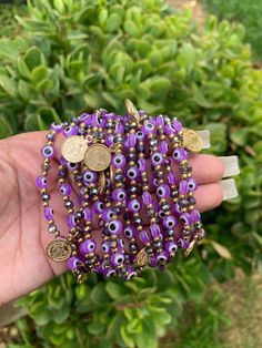 Evil Eye 🧿 Beaded Bracelet In many cultures, it is believed that evil eye bracelets protect against misfortune, evil looks and negative energy. Wear your bracelet for good luck and protection. ✨ Purple Evil eye boosts your imagination; Re-balances your life and removes obstacles. ✨ Cheap Bohemian Evil Eye Bracelet With Colorful Beads, Affordable Evil Eye Beaded Bracelets For Festivals, Cheap Trendy Multicolor Evil Eye Bracelet, Cheap Evil Eye Jewelry For Festivals, Cheap Colorful Beads Evil Eye Bracelet For Festivals, Purple Spiritual Beaded Bracelets For Festivals, Spiritual Purple Beaded Bracelets For Festivals, Spiritual Beaded Bracelets For Friendship And Festivals, Bohemian Evil Eye Bracelet For Friendship