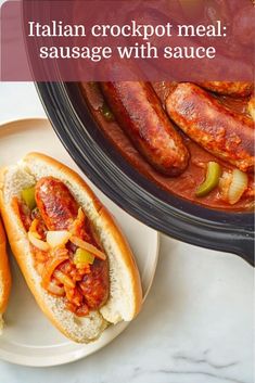 A simple and flavorful Italian crockpot dish featuring juicy sausages in a rich sauce. Crockpot Italian Sausage, Italian Sausage Recipe, Crockpot Meal, Italian Sausage Recipes, Sausage Recipe