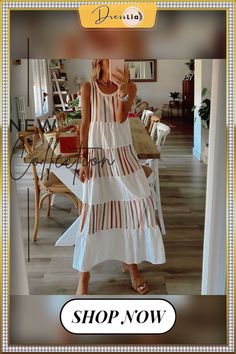 Full Of Personality Striped Maxi Dress- White Patchwork Summer Dress, White Patchwork Maxi Dress, Casual Striped Patchwork Dress, Summer White Patchwork Dress, White Maxi Dress With Patchwork, Spring White Patchwork Midi Dress, White Casual Patchwork Maxi Dress, White Patchwork Dress For Beach, Casual White Patchwork Maxi Dress