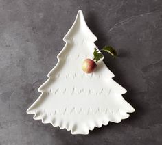 Holiday Tree Stoneware Serving Platter | Pottery Barn Pottery Barn Christmas Decor, Christmas Dinner Set, Pottery Barn Christmas, Stoneware Dinnerware, Christmas Dishes, Holiday Christmas Tree, Gold Christmas Tree, Christmas Dining, Christmas Plates