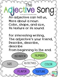 the adjective song is an interactive activity for students