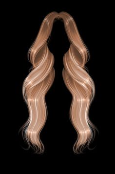 two long blonde hair on black background with clippings in the shape of an arch