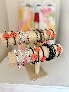 Trendy bracelets to add to any outfit! Specifications: -7 inches. -Price is for 1 bracelet unless otherwise noted. -*#2 is priced for 2 bracelets. Fun Adjustable Orange Bracelets, Fun Adjustable Orange Bracelet, Adjustable Fun Orange Bracelets, Handmade Casual Halloween Jewelry, Casual Handmade Jewelry For Halloween, Casual Handmade Halloween Jewelry, Casual Halloween Jewelry Gift, Novelty Halloween Jewelry For Friendship, Handmade Orange Novelty Bracelets