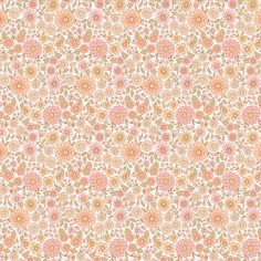 an abstract floral pattern with pink and yellow flowers