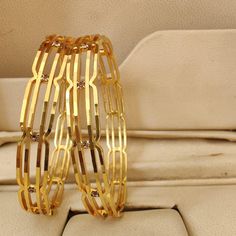 Elegant Lightweight Gold Plated Bangles with Crystals | Traditional Indian Bangles Set of 2 | Daily Wear Gold Plated Bangles| Gift for her Indian Bangles Set, Indian Bangles, American Diamond Necklaces, Oxidized Necklace, Bangles Set, Bracelets Design, Bangle Ring, Gold Plated Bangles, Bangle Bracelet Set