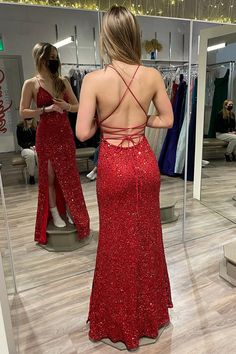 The red sequin mermaid party dress features spaghetti straps, v neck, a side slit, and a lace-up back. SKU: 3057 Material: Sequin Lace-up back Ship in 7-10 business days Fully lined Built-in bra Size: US 2-16. We offer free returns in 7 days. Please refer to our return policy page for more details. If you have any questions, please get in touch with us at service@dressesforparty.com. Prom Dress Inspo, Strapless Prom Dresses, Stunning Prom Dresses, Spaghetti Strap Prom Dress, Prom Dress Inspiration, Cute Prom Dresses, Red Prom, Pretty Prom Dresses, A Line Prom Dresses