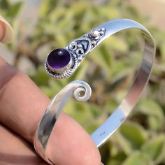 African Amethyst Gemstone Bracelet 925 Sterling Silver Cuff Communion Bangle Adjustable Gemstone Bangle For Formal Occasions, Silver Amethyst Bangle Bracelets, Adjustable Silver Amethyst Bracelets, Silver Amethyst Bangle Bracelet, Silver Amethyst Gemstone Cuff Bracelet, Sterling Silver Cuff Jewelry Gift, Adjustable Silver Bracelet With Gemstone, Adjustable Silver Gemstone Bracelet, Adjustable Gemstone Bangle