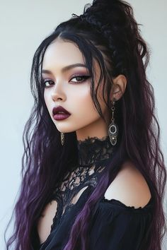 spooky hairstyles, enchanting hairstyles, witchy halloween Witch Hairstyles Halloween, Hairstyles For Halloween, Witchy Hairstyles, Witch Hairstyles, Enchanting Hairstyles, Dark Waves, Witchy Hair, Hair Falls, Witchy Halloween